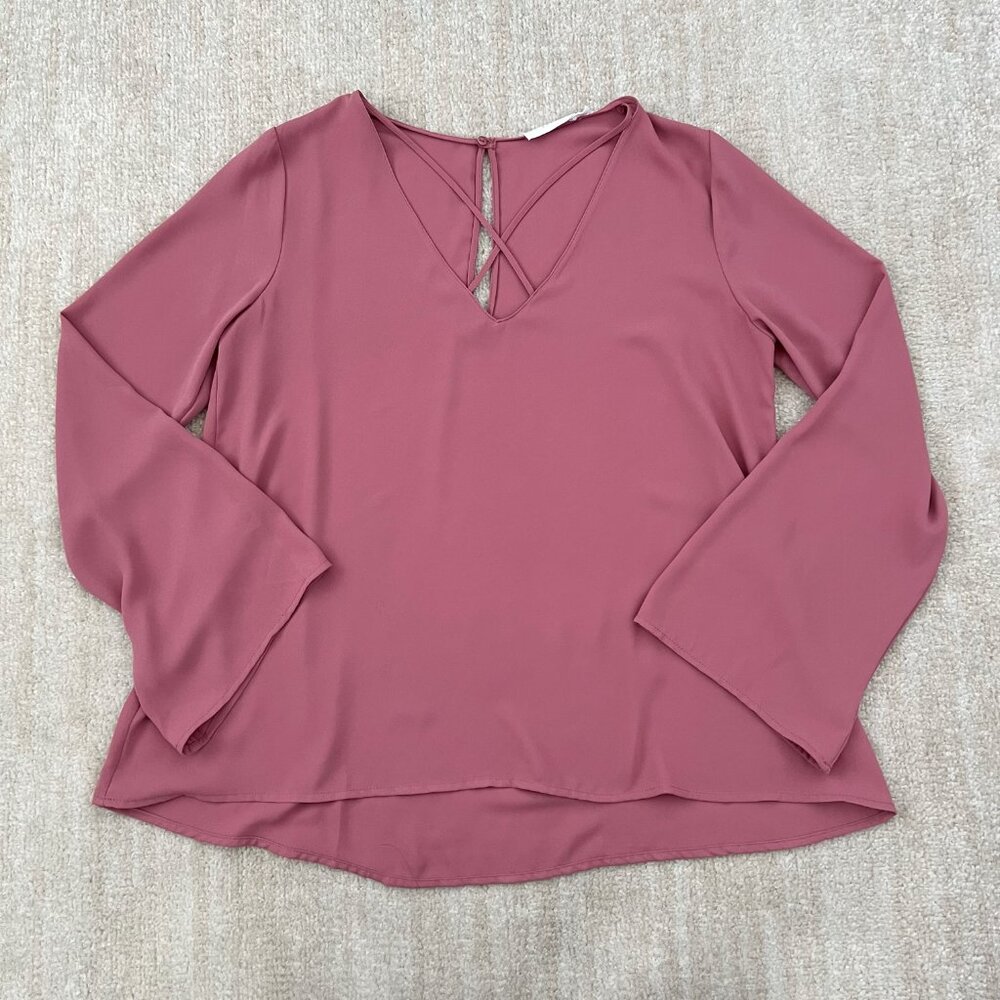 3 for $6 Lush Pink Strappy Boho Summer Work Blouse Top S